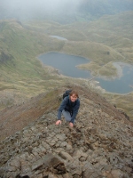 Personal tuition client enjoying scrambling and mountaincraft skills